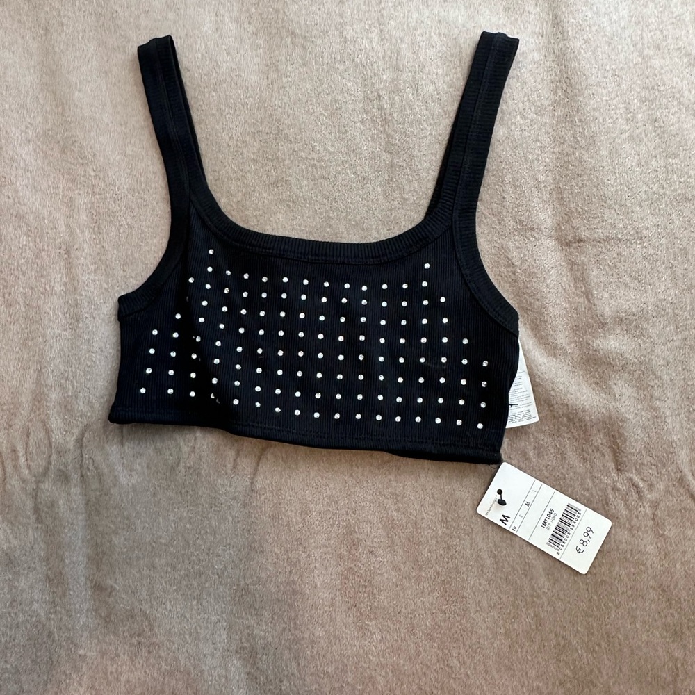 Chic Black Studded Crop Top